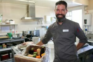 Chef with seasonal ingredientsat Ambridge Rose